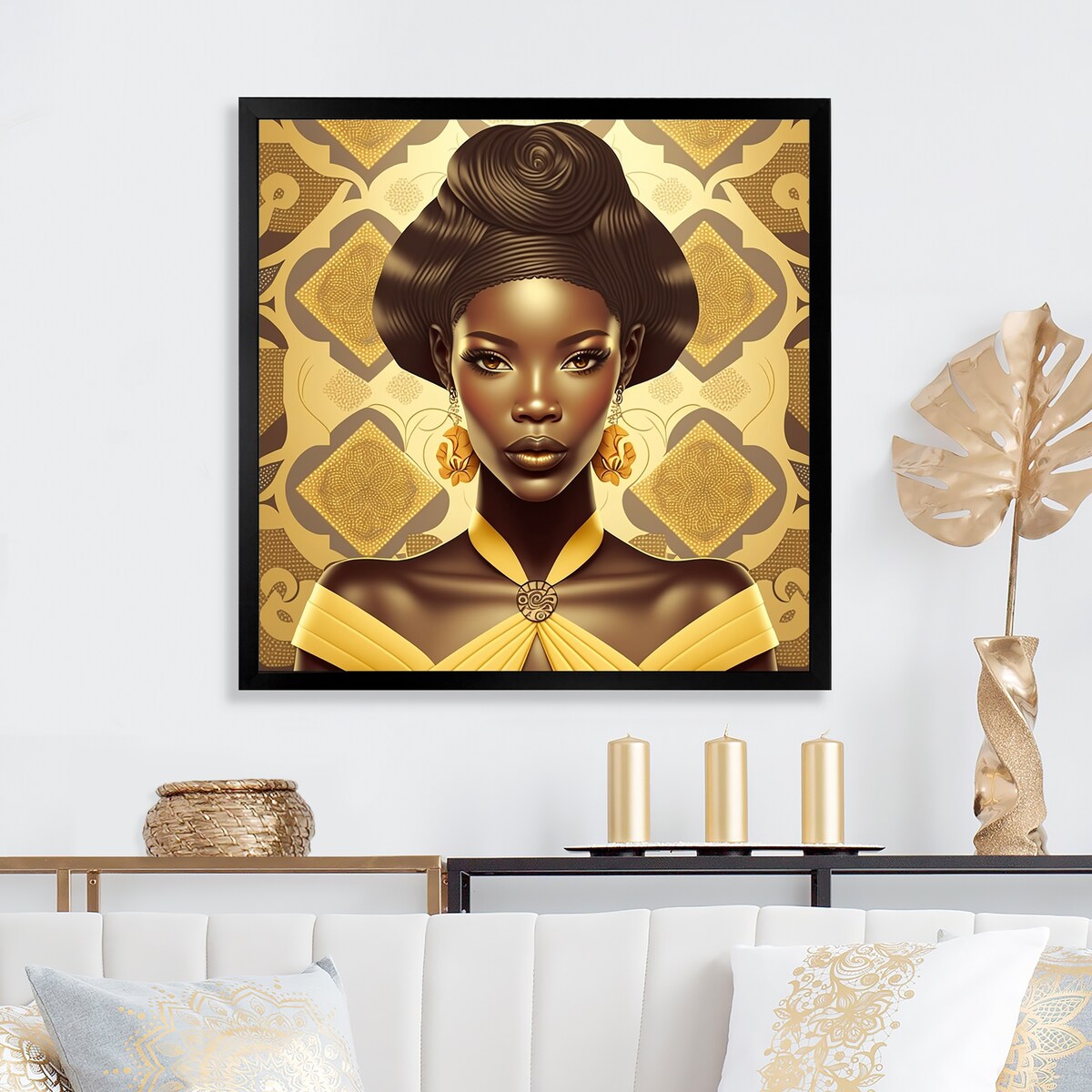Designart "Vintage High Fashion African American Model VI" African American Framed Art Print