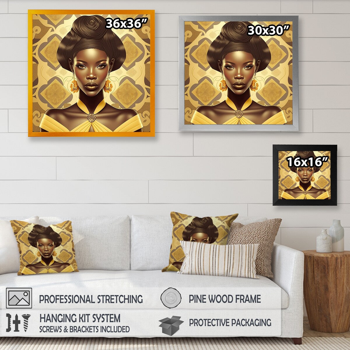 Designart "Vintage High Fashion African American Model VI" African American Framed Art Print