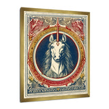 Designart "Vintage Illustration Of Unicorn" Fantasy Unicorn Framed Canvas Prints