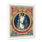 Designart "Vintage Illustration Of Unicorn" Fantasy Unicorn Framed Canvas Prints