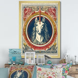 Designart "Vintage Illustration Of Unicorn" Fantasy Unicorn Framed Canvas Prints