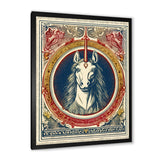 Designart "Vintage Illustration Of Unicorn" Fantasy Unicorn Framed Canvas Prints