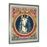 Designart "Vintage Illustration Of Unicorn" Fantasy Unicorn Framed Canvas Prints