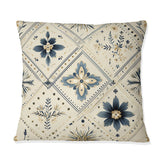 Designart "Vintage Neutrals Mosaic Flowers" Geometric Printed Throw Pillow