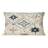 Designart "Vintage Neutrals Mosaic Flowers" Geometric Printed Throw Pillow