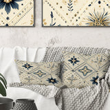 Designart "Vintage Neutrals Mosaic Flowers" Geometric Printed Throw Pillow