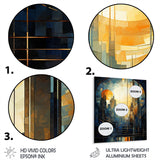 Designart "Vintage New York City Window Views II" New York City Yellow Metal Wall Art - Industrial Metal Art Work
