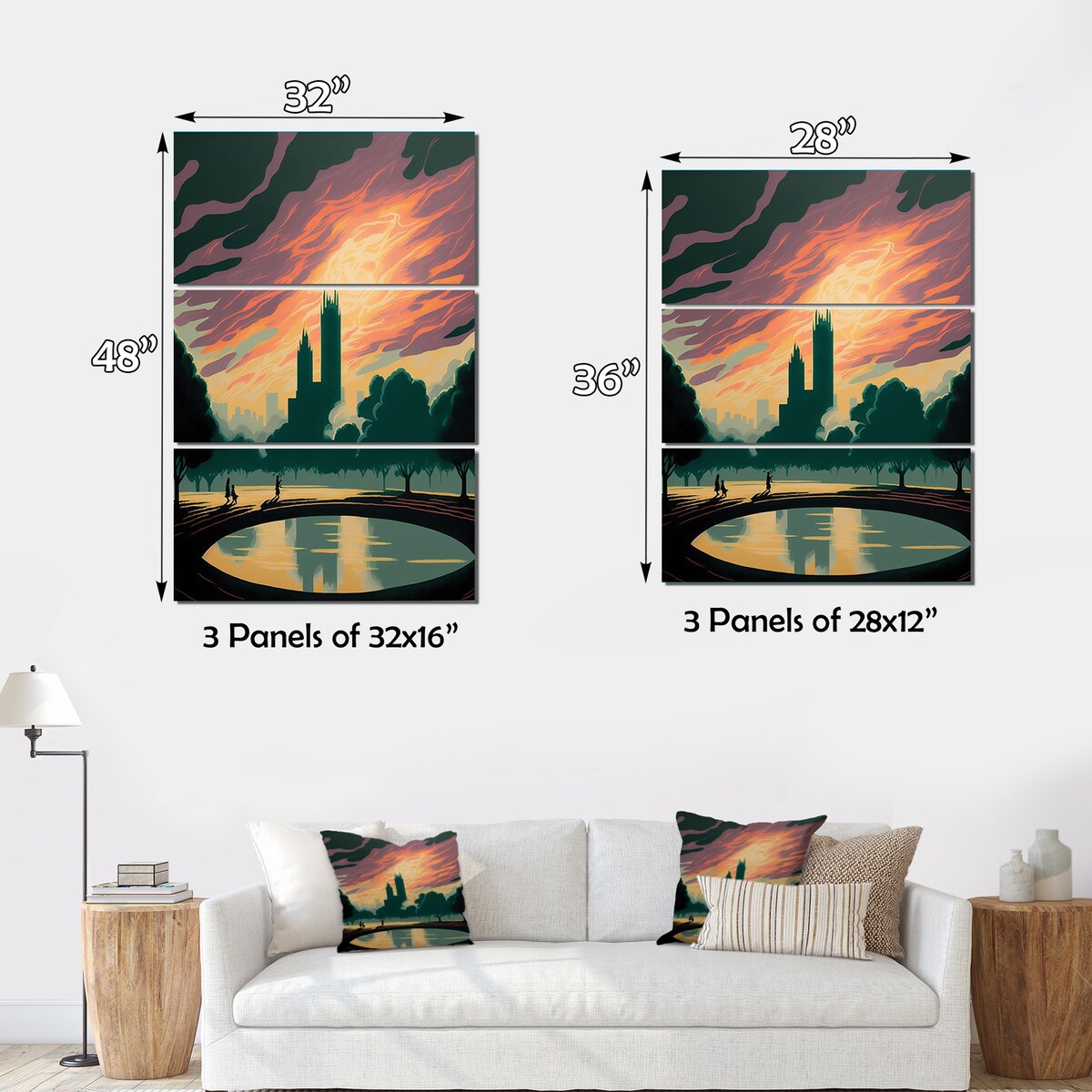Designart "Vintage Poster of New York Central Park V" City Canvas Art Print - 3 Panels