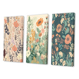 Designart "Vintage Wildflowers In Retro Pastel II" Abstract Botanicals Pink - Gallery Set Of 3 For Office Decor