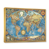 Designart "Vintage World Map II" World Map Framed Canvas Print
