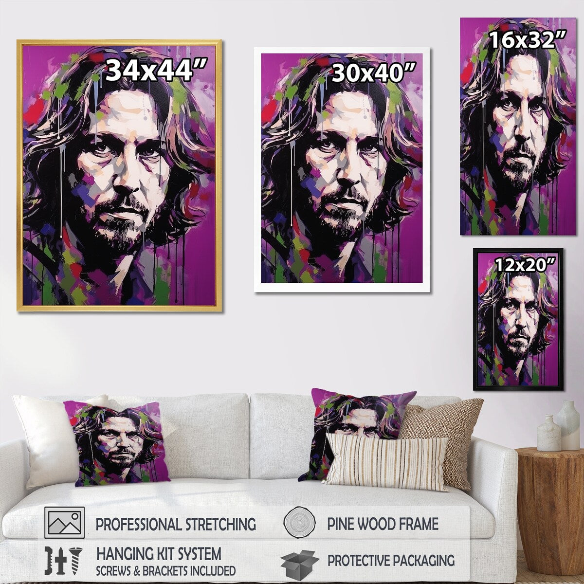 Designart "Violet Vedder Portrait I" Pop Art Framed Wall Decor