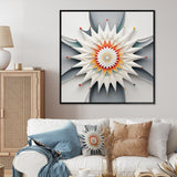 Designart "Visionary Dream Retro Mandala On White I" Abstract Spirals Framed Canvas Prints