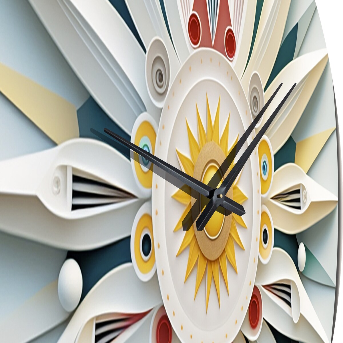 Designart "Visionary Dream Retro Mandala On White VIII" Abstract Spirals Oversized Wall Clock