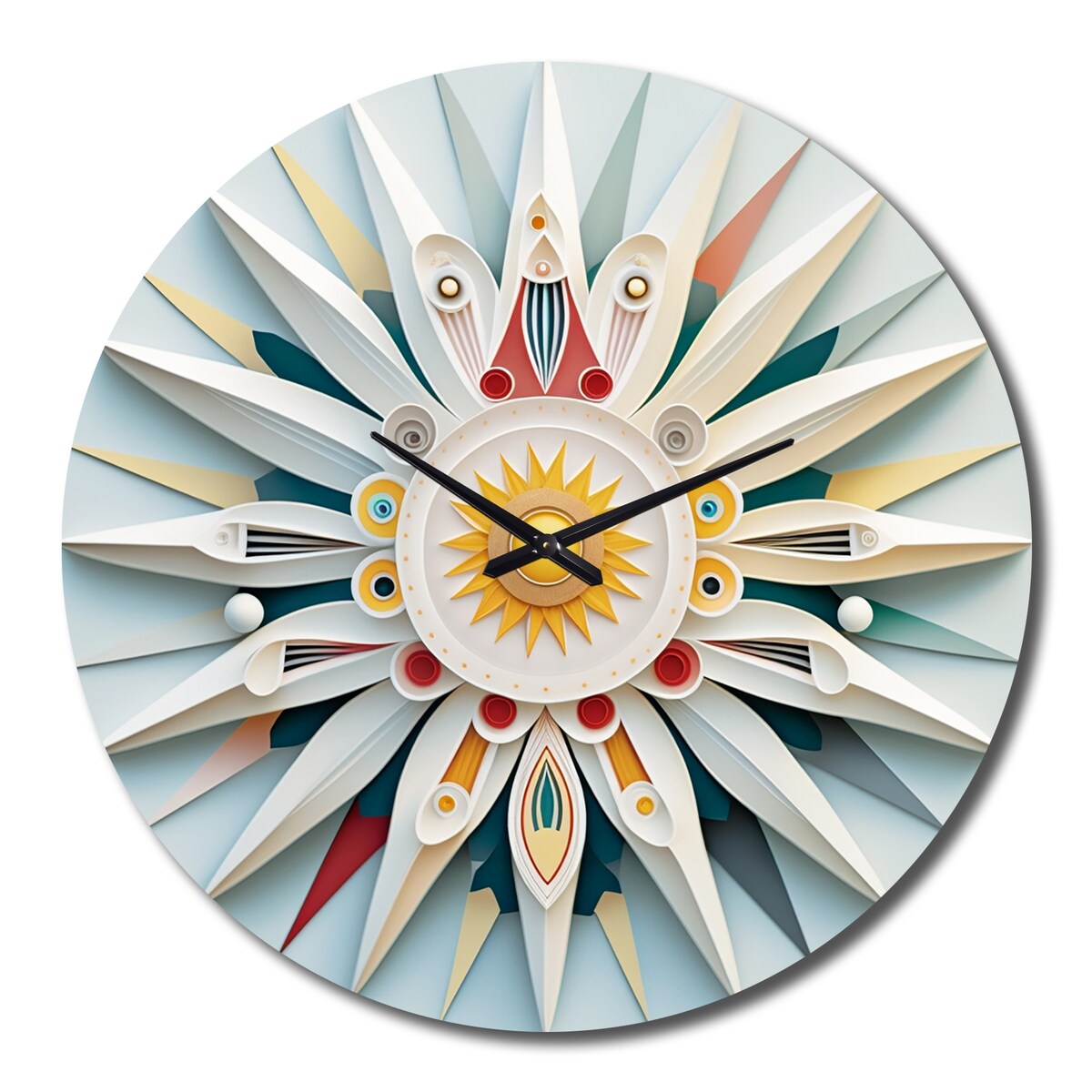 Designart "Visionary Dream Retro Mandala On White VIII" Abstract Spirals Oversized Wall Clock