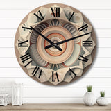 Designart "Visionary Dream Retro Mandala On White VII" Abstract Spirals Oversized Wood Wall Clock