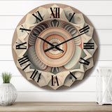 Designart "Visionary Dream Retro Mandala On White VII" Abstract Spirals Oversized Wood Wall Clock