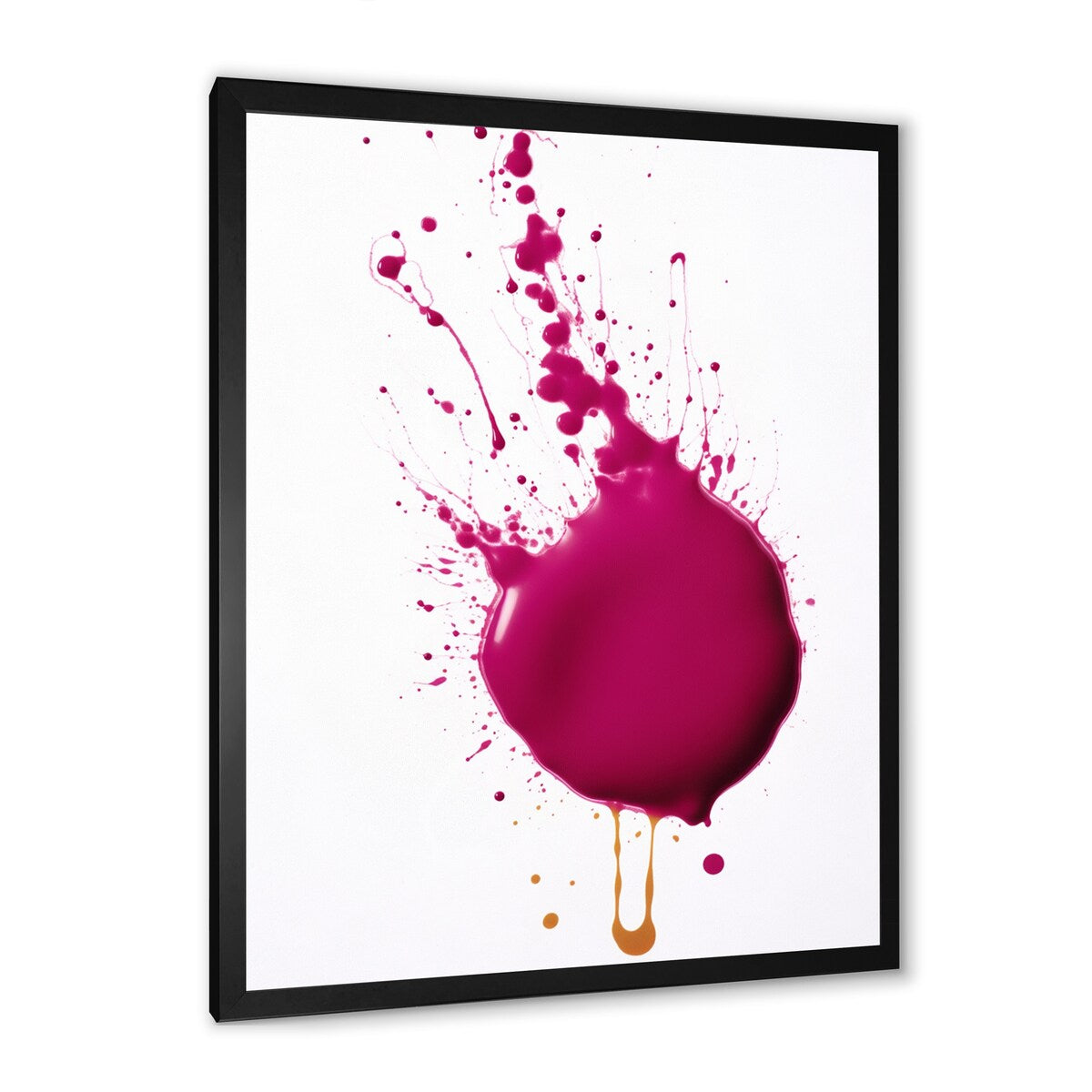 Designart "Viva Magenta Paint Splatter I" Abstract Painting Framed Canvas Wall Art
