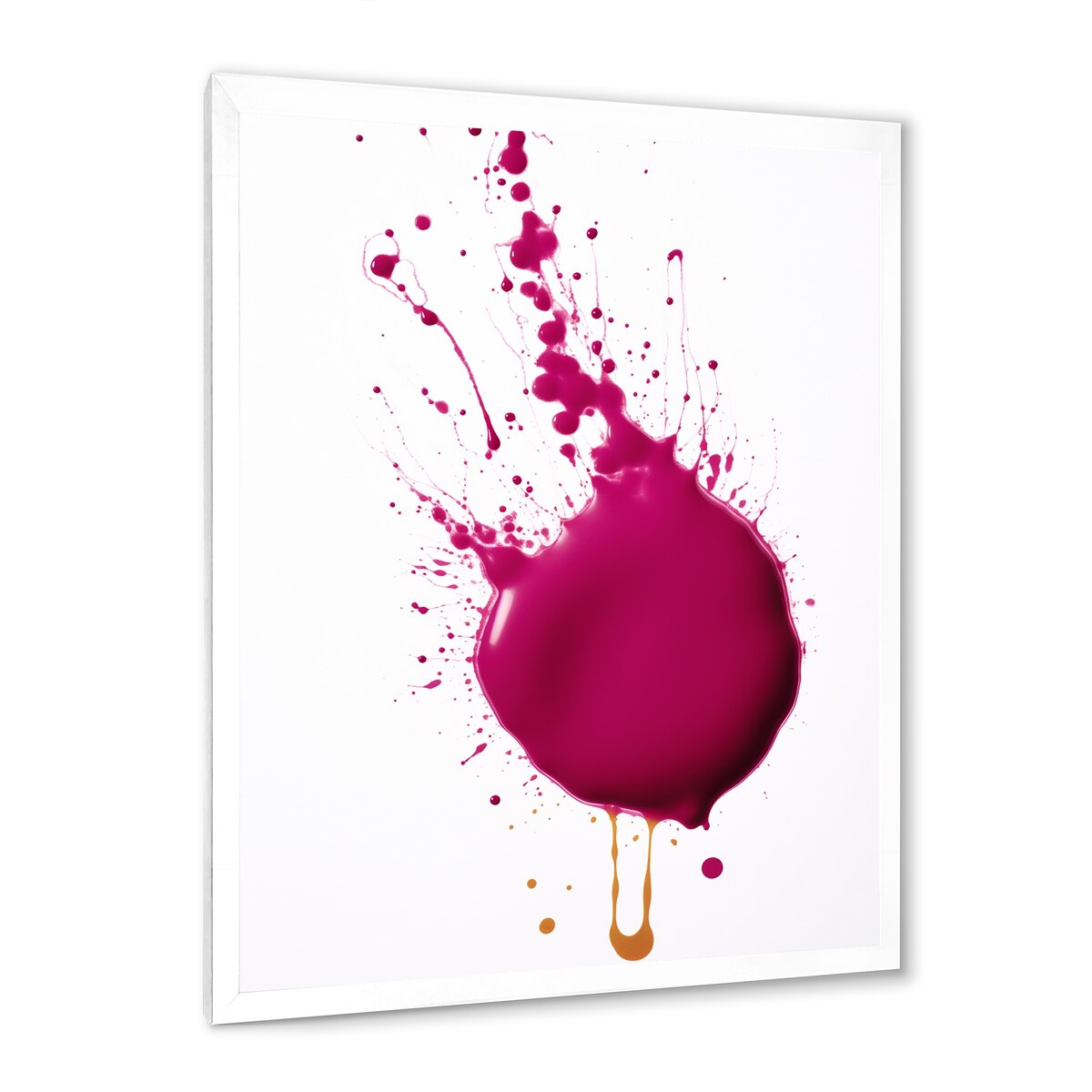 Designart "Viva Magenta Paint Splatter I" Abstract Painting Framed Canvas Wall Art