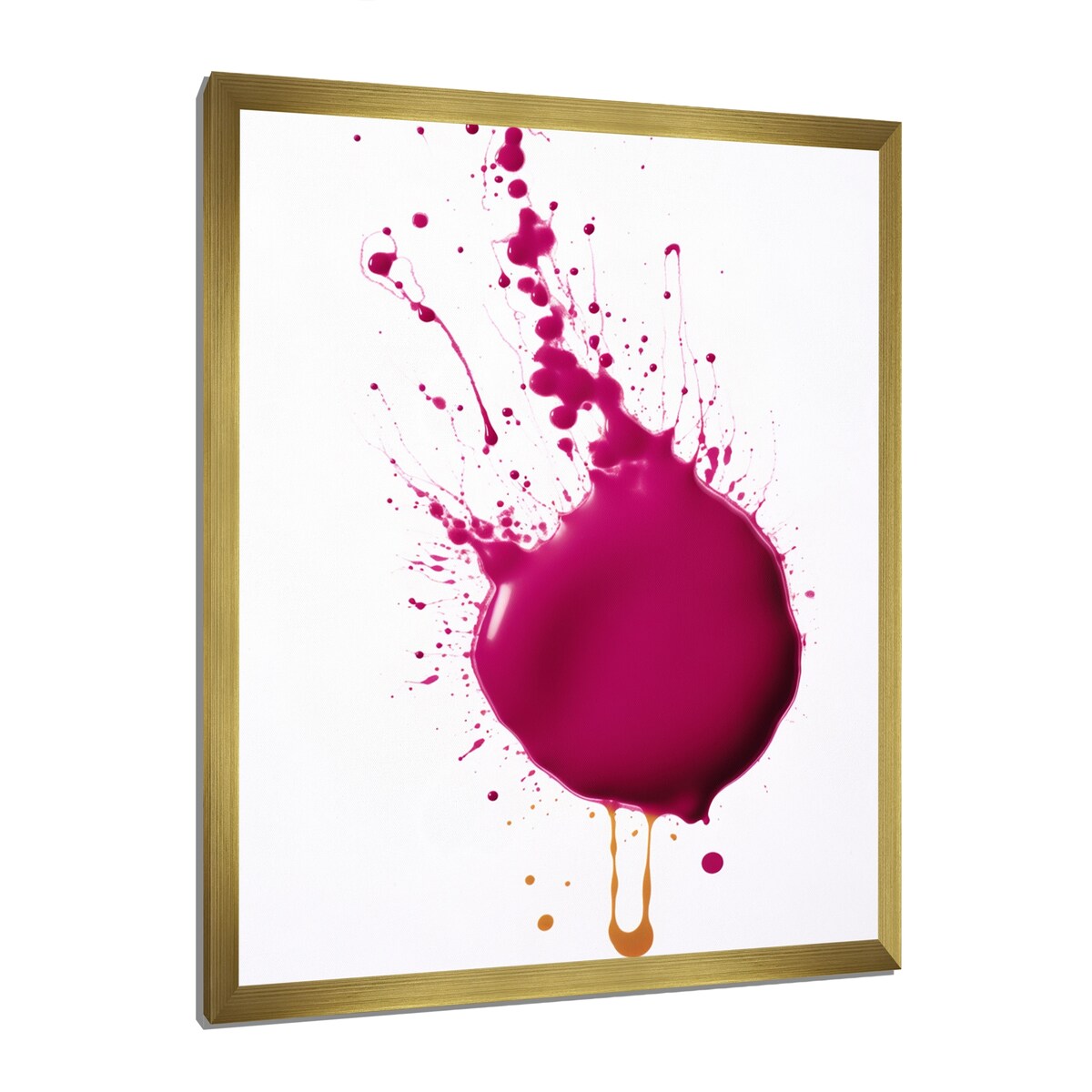 Designart "Viva Magenta Paint Splatter I" Abstract Painting Framed Canvas Wall Art