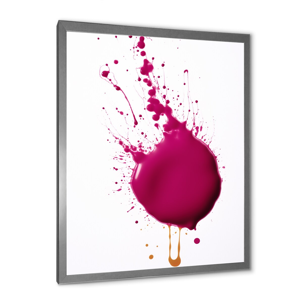 Designart "Viva Magenta Paint Splatter I" Abstract Painting Framed Canvas Wall Art