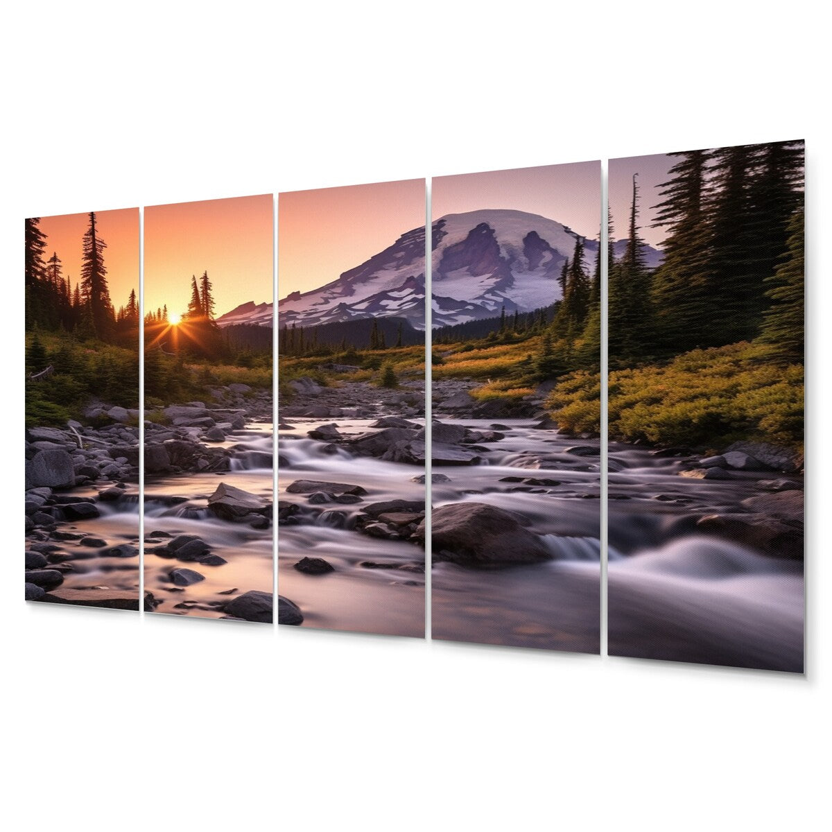 Designart "Washington Mount Rainier National Park II" Washington Metal Wall Décor Set