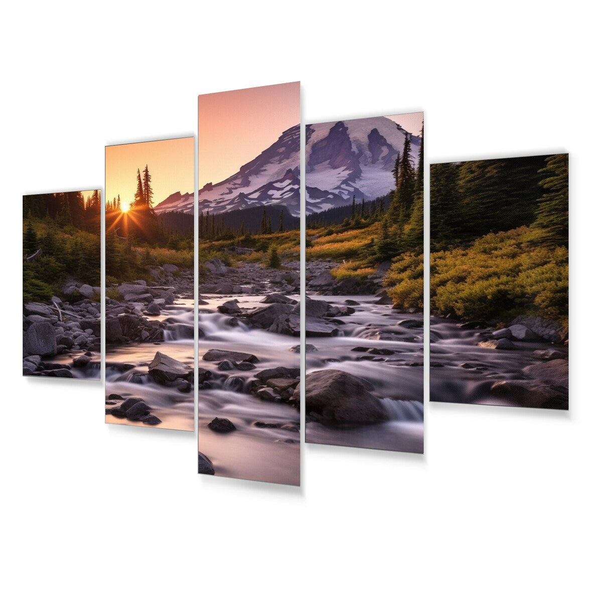 Designart "Washington Mount Rainier National Park II" Washington Metal Wall Décor Set