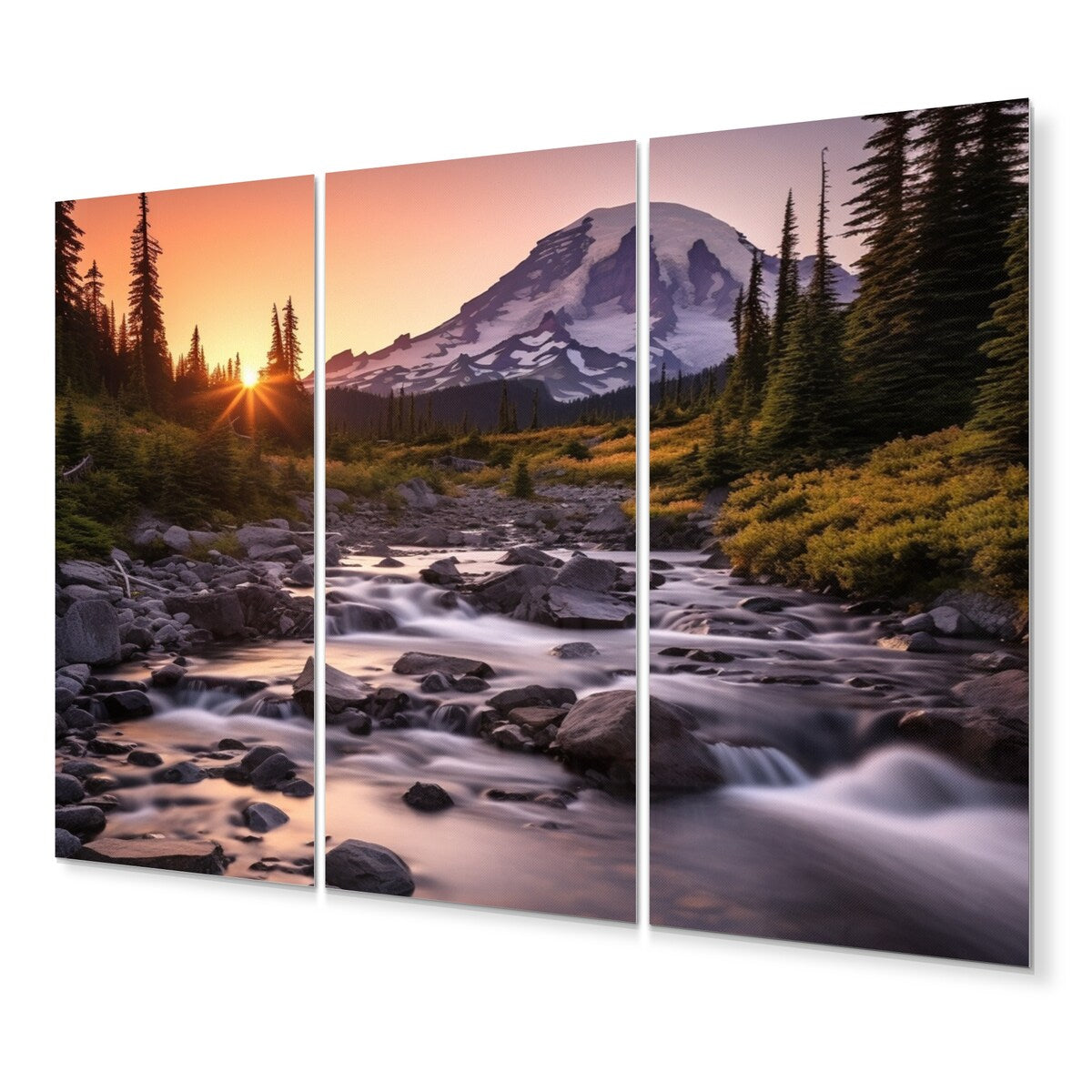 Designart "Washington Mount Rainier National Park II" Washington Metal Wall Décor Set