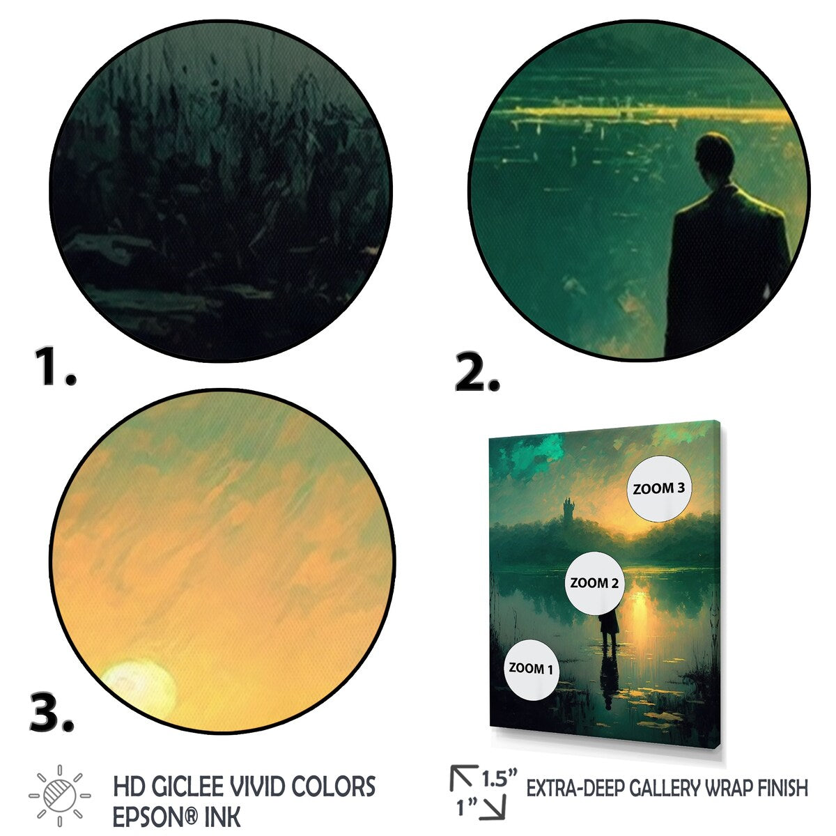 Designart "Watching A Glorious Sunset By The Lake II" Cottage Lake Mountains Canvas Art Print - 3 Panels
