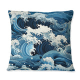 Designart "Waves Japanese Hokusai Pattern I" Coastal Printed Throw Pillow