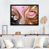 Designart "Whimsical Lquid Pink And Gold Glam Art I" Abstract Shapes Framed Canvas Wall Art