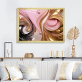 Designart "Whimsical Lquid Pink And Gold Glam Art I" Abstract Shapes Framed Canvas Wall Art