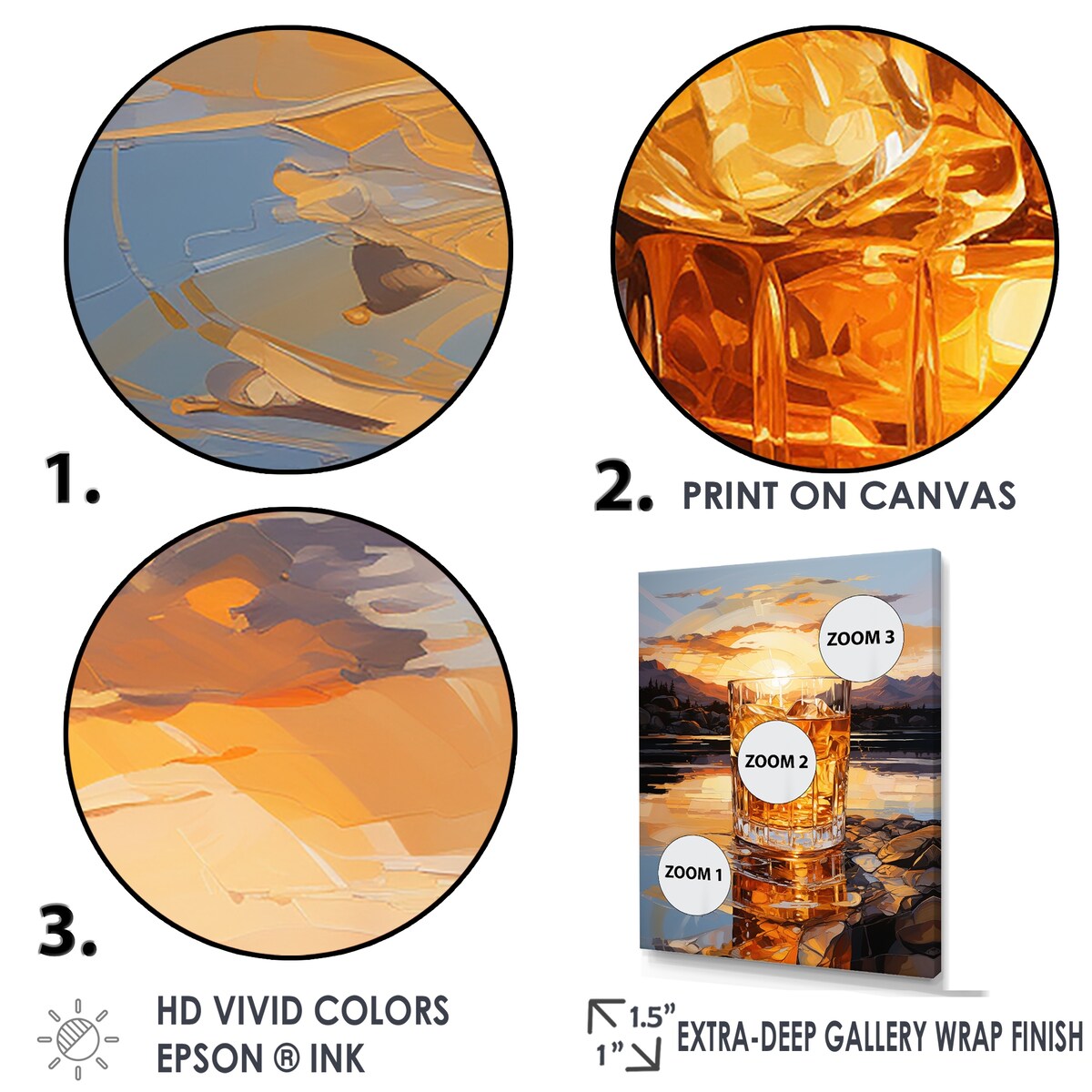Designart "Whiskey On The Beach Horizon" Cocktails Wall Art