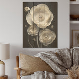 Designart "White And Black Floral Delights In Ranunculus" Ranunculus Wall Art White Wood Panel On Natural Pine Wood