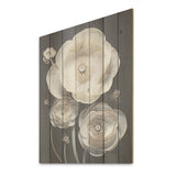 Designart "White And Black Floral Delights In Ranunculus" Ranunculus Wall Art White Wood Panel On Natural Pine Wood