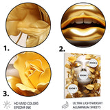 Designart "White And Gold Woman Portrait With Leaves I" Fashion Woman Gold Metal Wall Art - Glam Metal Art Work
