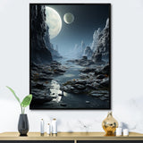 Designart "White And Grey Infinite Cosmos II" Planets Grey Wall Decor - Global Entryway Framed Wall Art Print