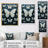 Designart "White Black Butterfly Fluttering Wings Butterflies" Animals Butterfly Framed Wall Decor