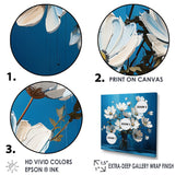 Designart "White Blue Flowers Quirky I" Flowers Wall Art