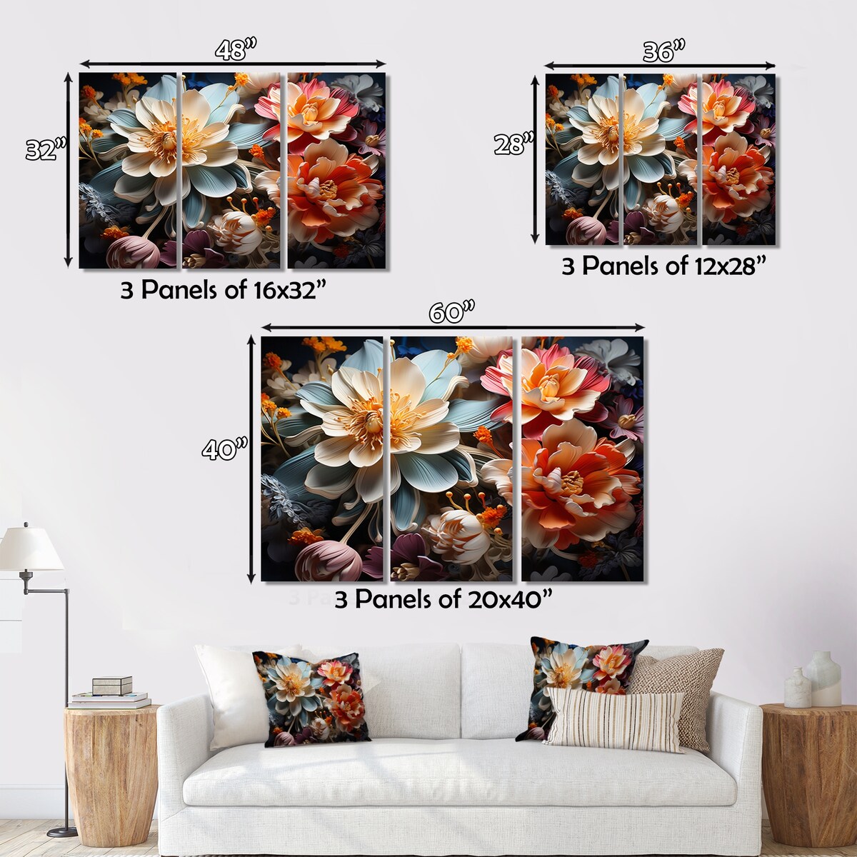 Designart "White Coral Abstract Still Lifes" Abstract Still Lifes Art Living Room Set