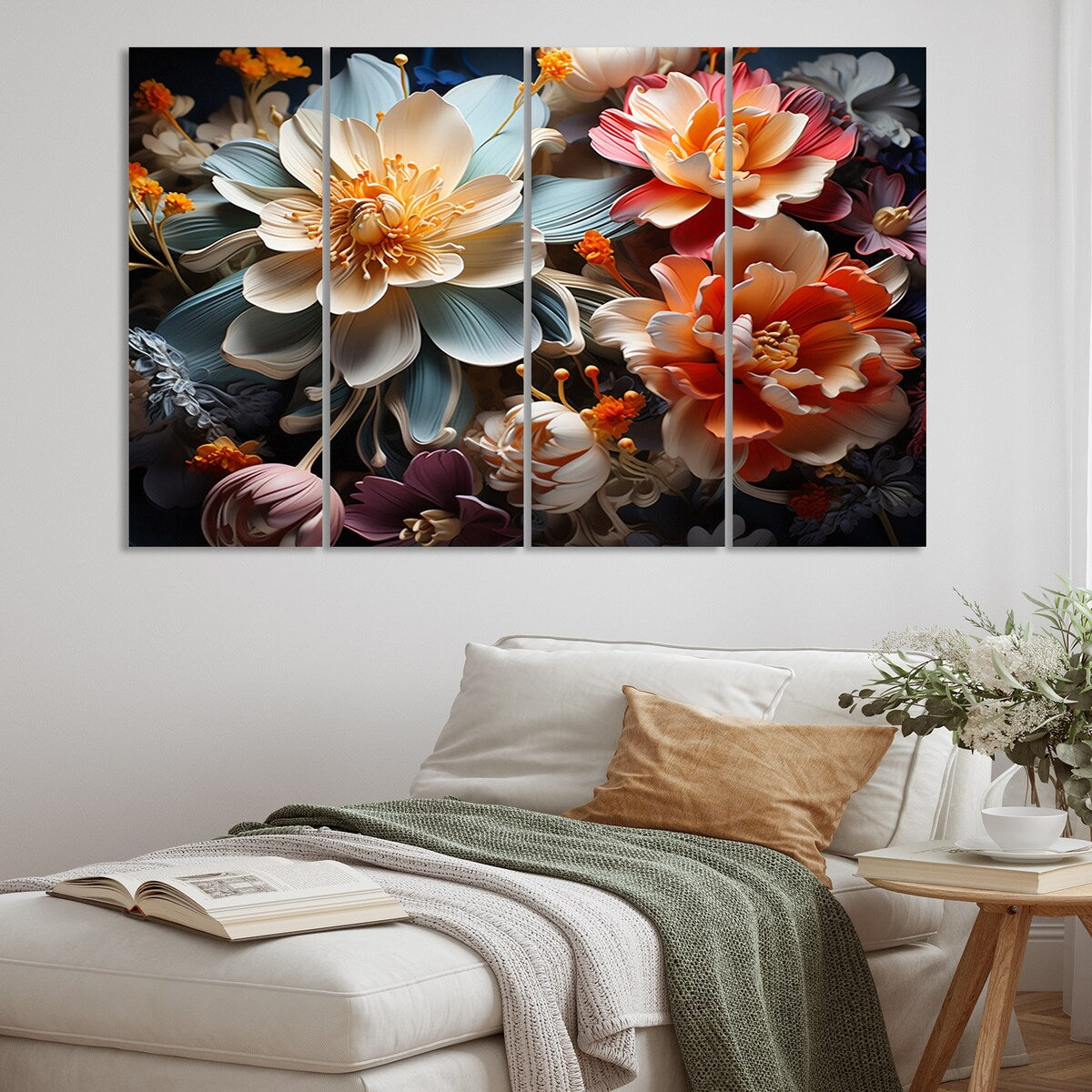 Designart "White Coral Abstract Still Lifes" Abstract Still Lifes Art Living Room Set
