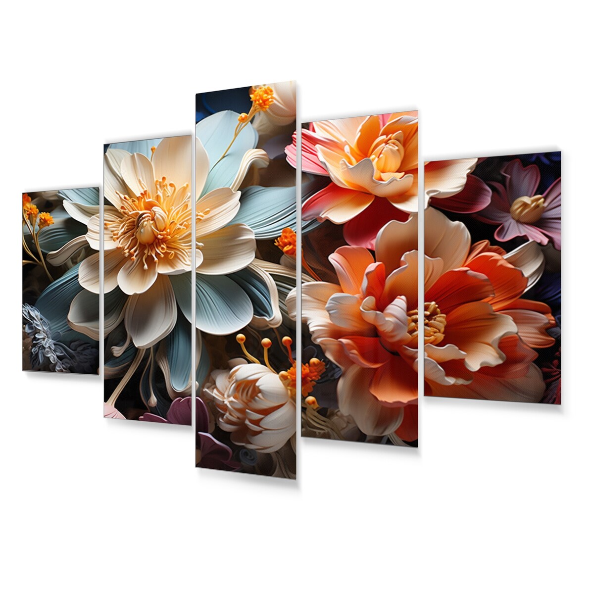 Designart "White Coral Abstract Still Lifes" Abstract Still Lifes Art Living Room Set