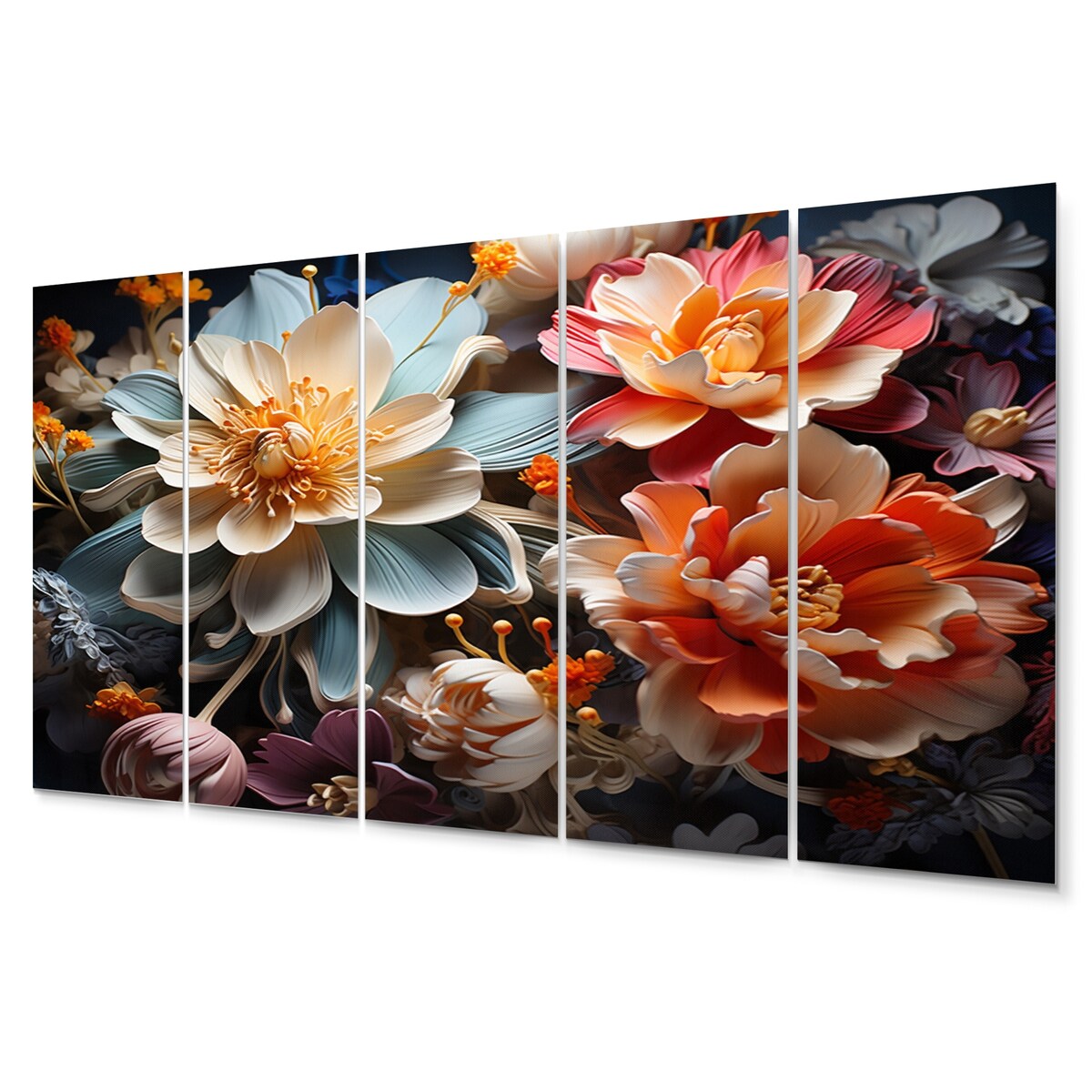 Designart "White Coral Abstract Still Lifes" Abstract Still Lifes Art Living Room Set