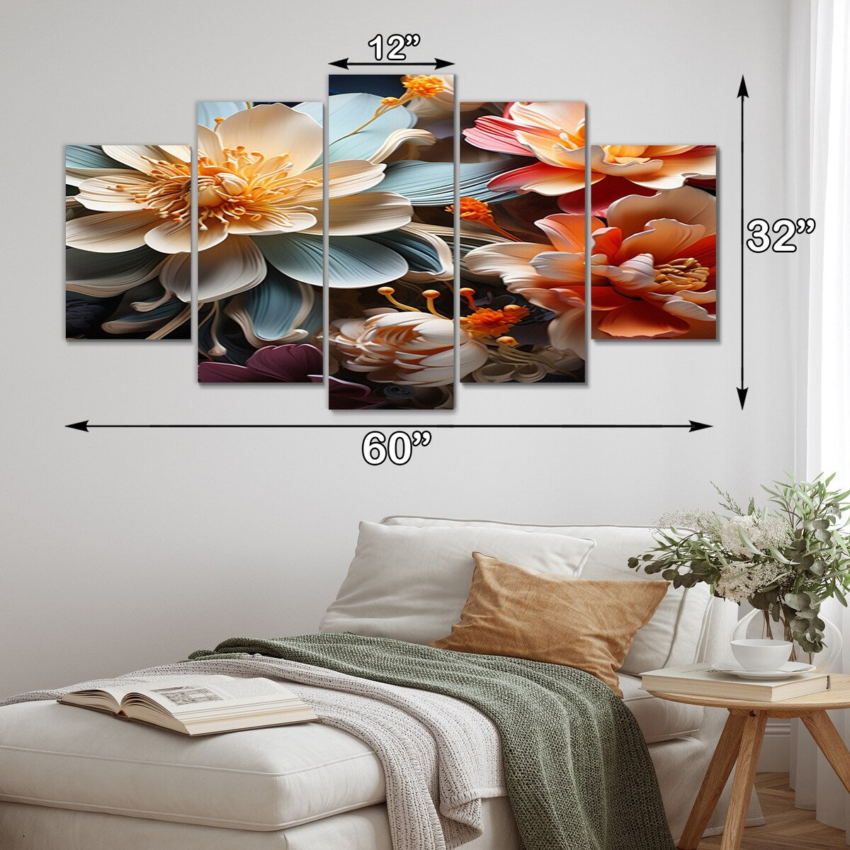 Designart "White Coral Abstract Still Lifes" Abstract Still Lifes Art Living Room Set