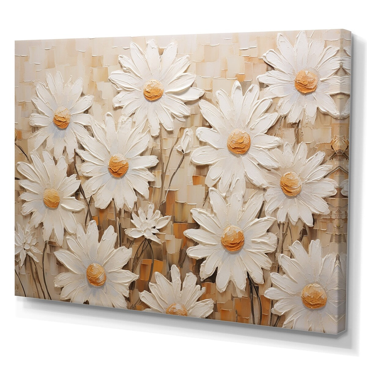 Designart "White Daisy Fields Elegance V" Daisies Wall Art