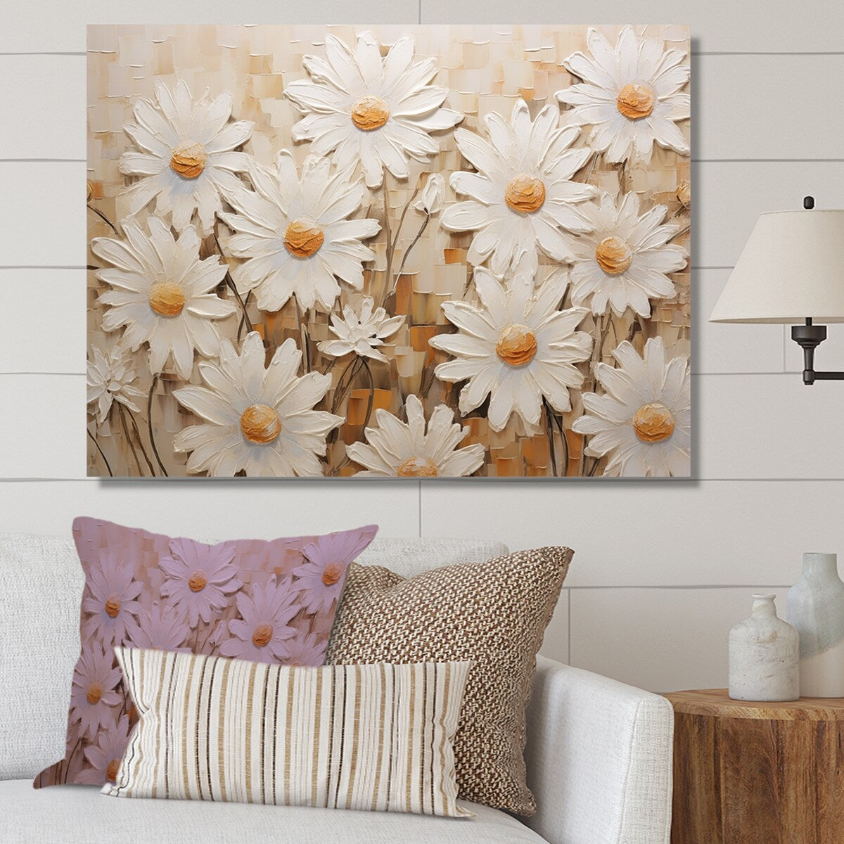 Designart "White Daisy Fields Elegance V" Daisies Wall Art