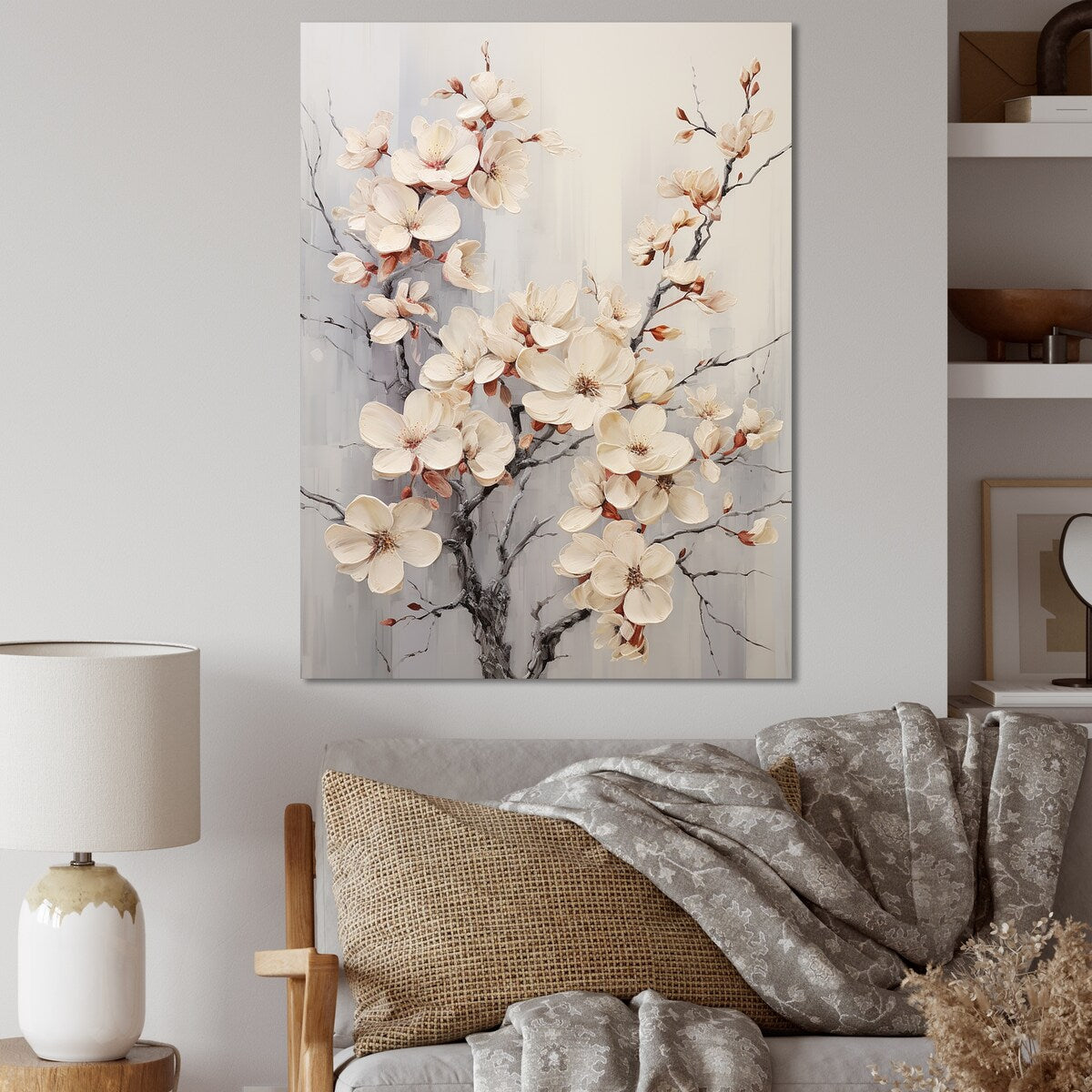 Designart "White Dogwood Blossom Escape VII" Dogwood Wall Art