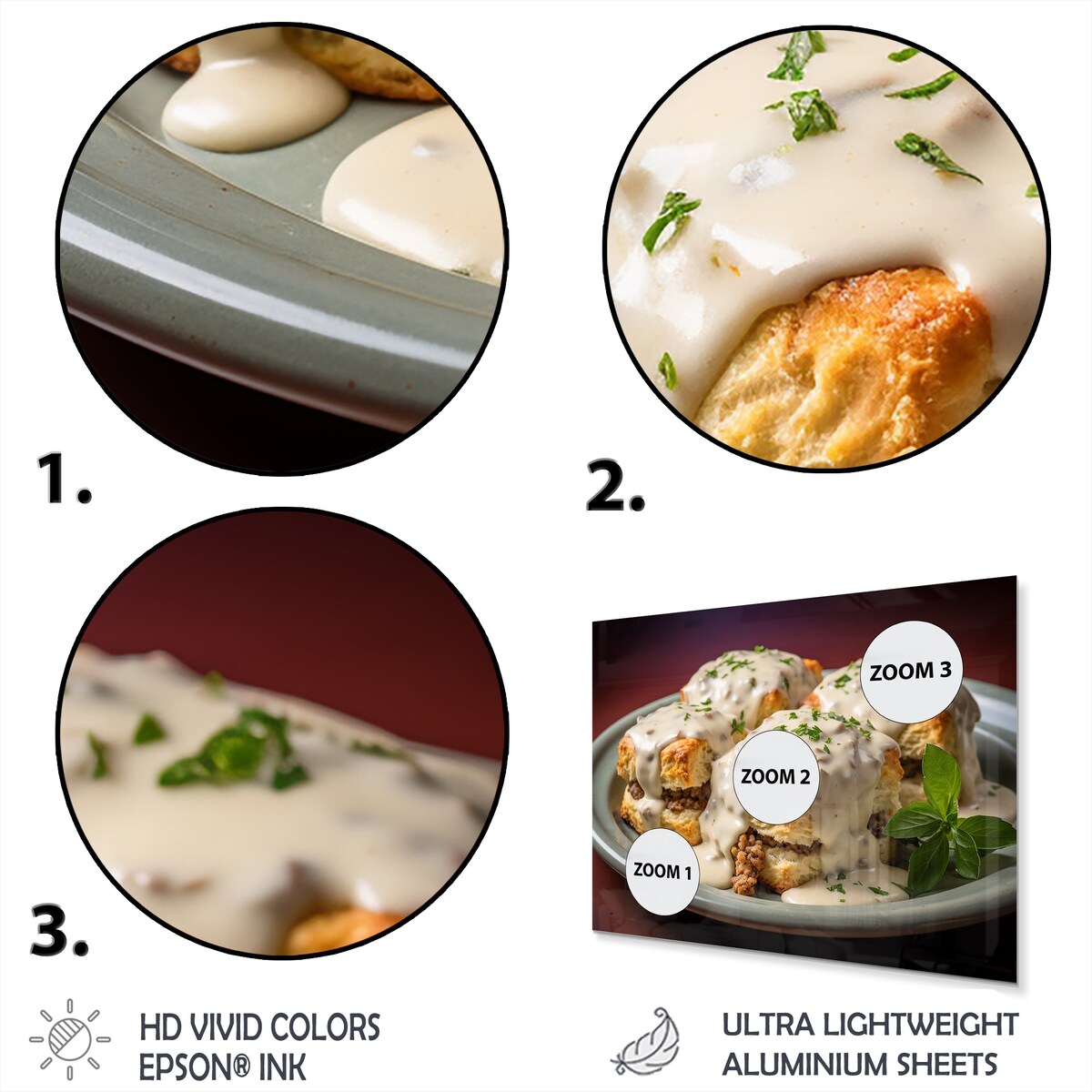 Designart "White Gourmet Gravy Desserts I" Desserts Metal Wall Art - White Metal Wall Décor Traditional Metal Art Work