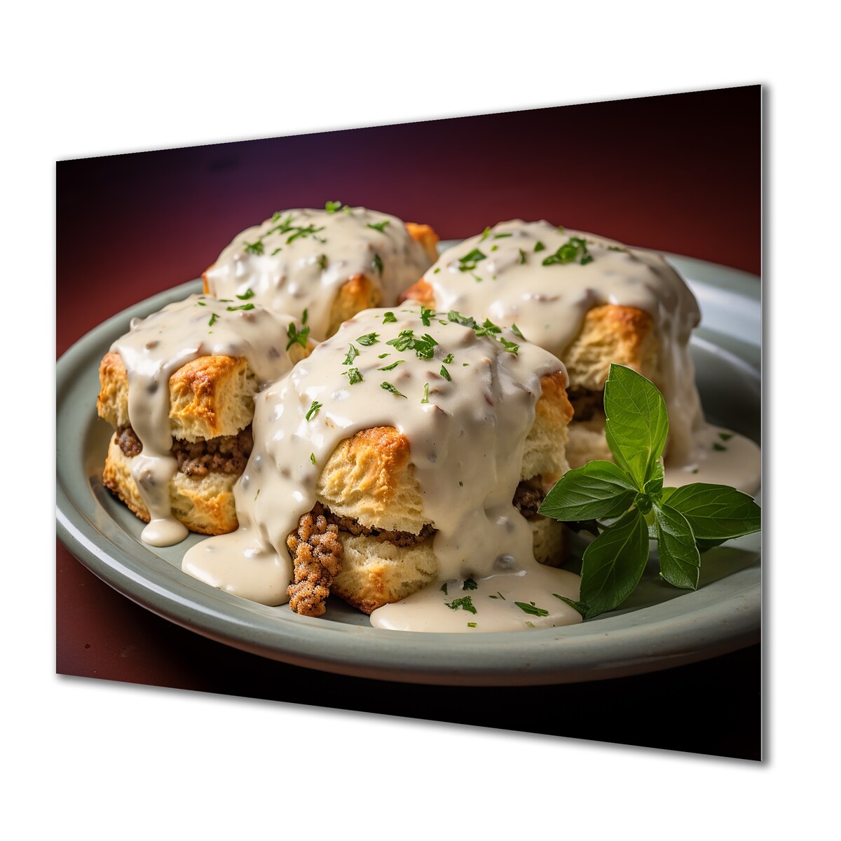 Designart "White Gourmet Gravy Desserts I" Desserts Metal Wall Art - White Metal Wall Décor Traditional Metal Art Work