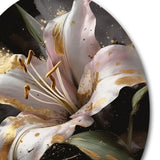 Designart "White Graceful Lilies III" Floral Lily Metal Round Wall Art