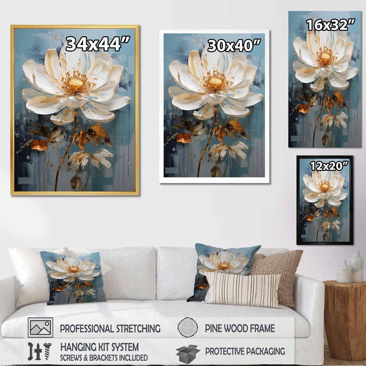 Designart "White Lotus Tranquility " Lotus Wall Art